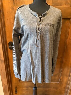 PINK Victoria's Secret Heather Gray Logo Tee